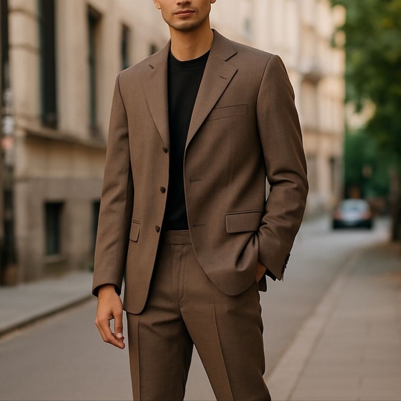 Joseph Abboud Mens Wool Blend Suit Jacket Sz RG 42 Three Button Brown Blazer NWT - Picture 1 of 14